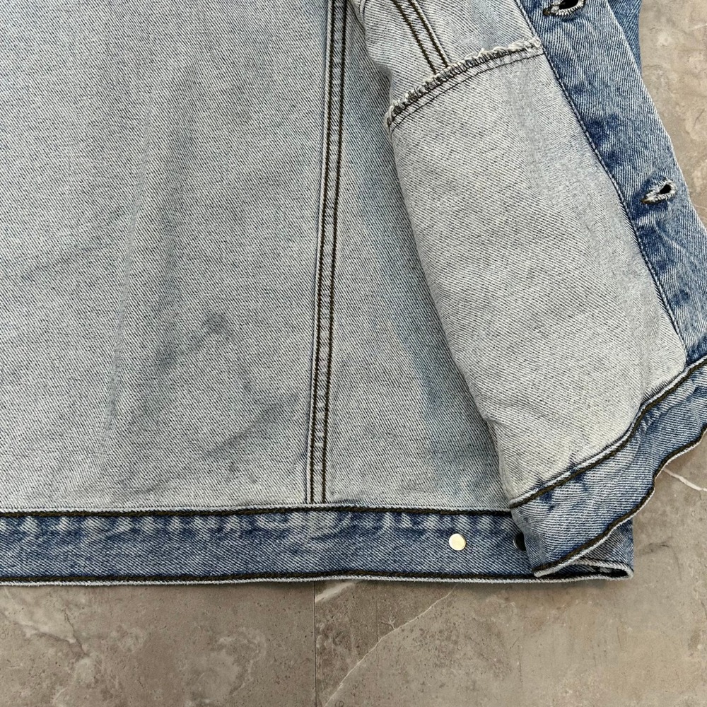 Vintage Harley Davidson Denim Vest Mens XL Embroidered Jean Biker Trucker Faded - Picture 11 of 12